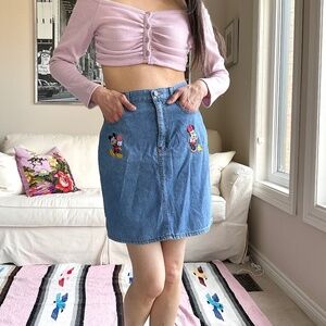 Disney lightweight denim miniskirt with Mickey&Minnie embroidered on front